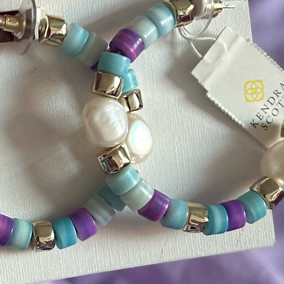 NWT Rachel Pearl Beaded Hoop Earrings - Picture 5 of 10